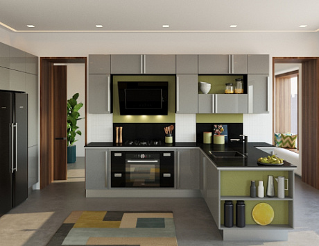 Мансардная кухня в стиле модерн