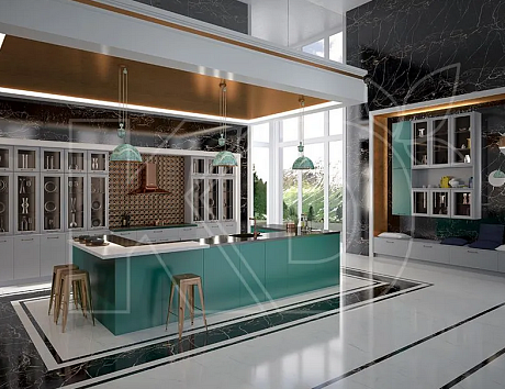 Угловые кухни оливкового цвета