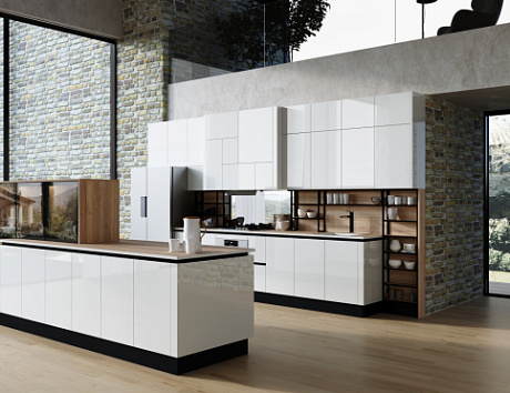 Интерьер белой кухни в скандинавском стиле