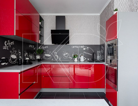 дизайн красно-белой кухни, дизайн кухни в красно-белых тонах