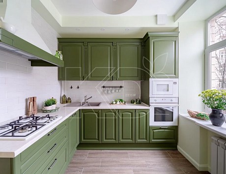 Салатовые угловые кухни