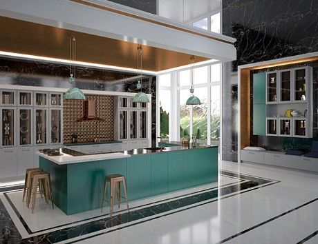 Мансардная кухня в стиле модерн